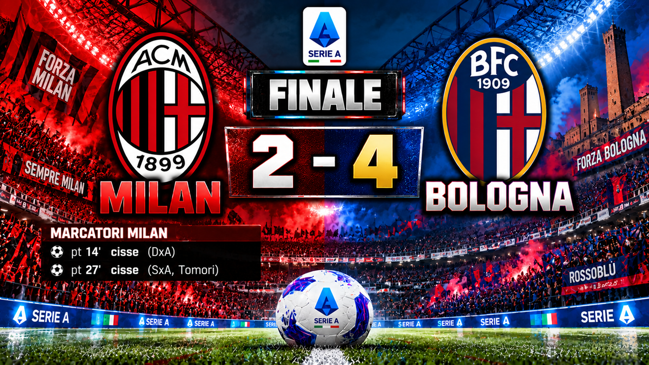 SERIE A: IL MILAN COLA A PICCO CON IL BOLOGNA